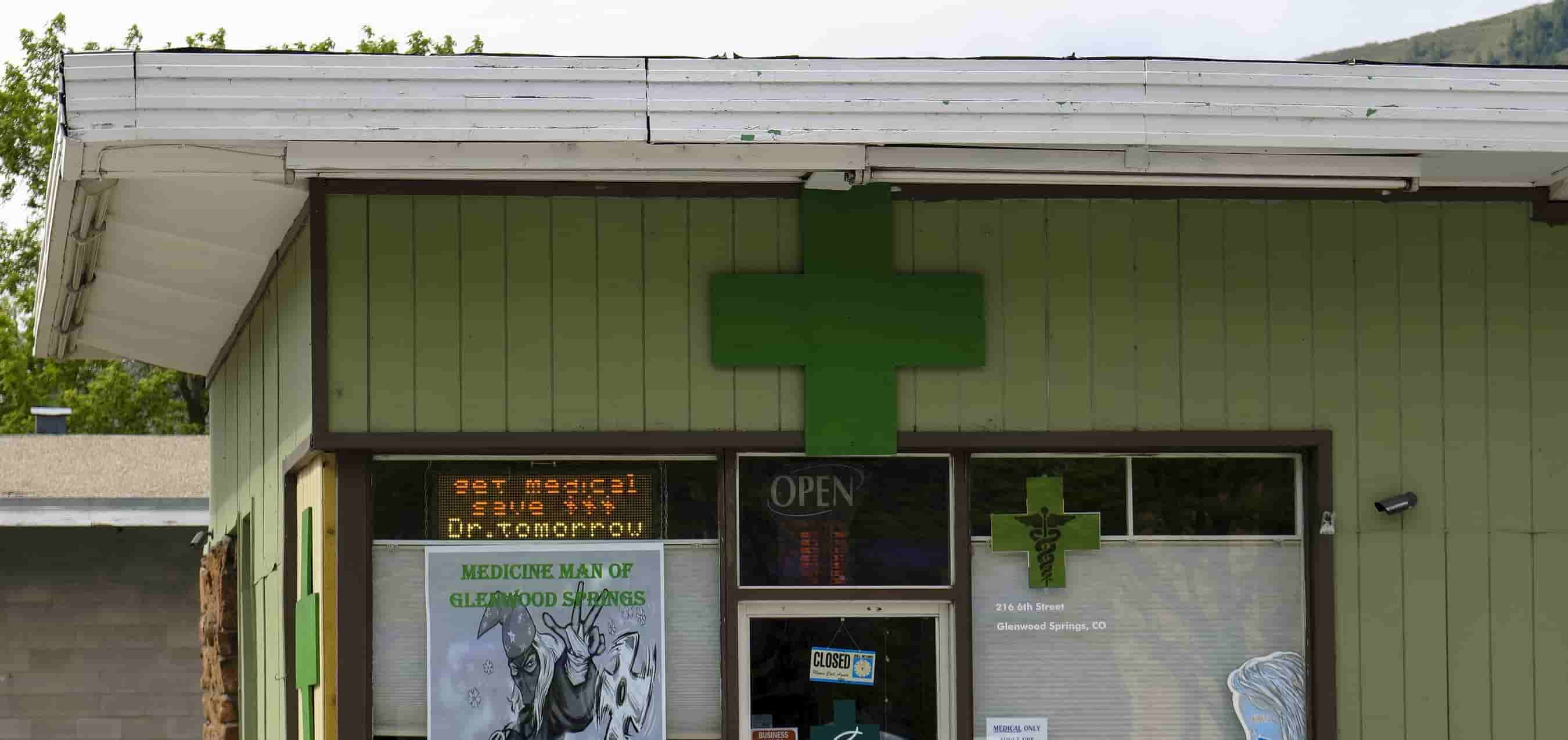 Glenwood Springs, Colorado, USA - May 21, 2014: The Medicine Man of Glenwood Springs store is a medical marijuana dispensary.