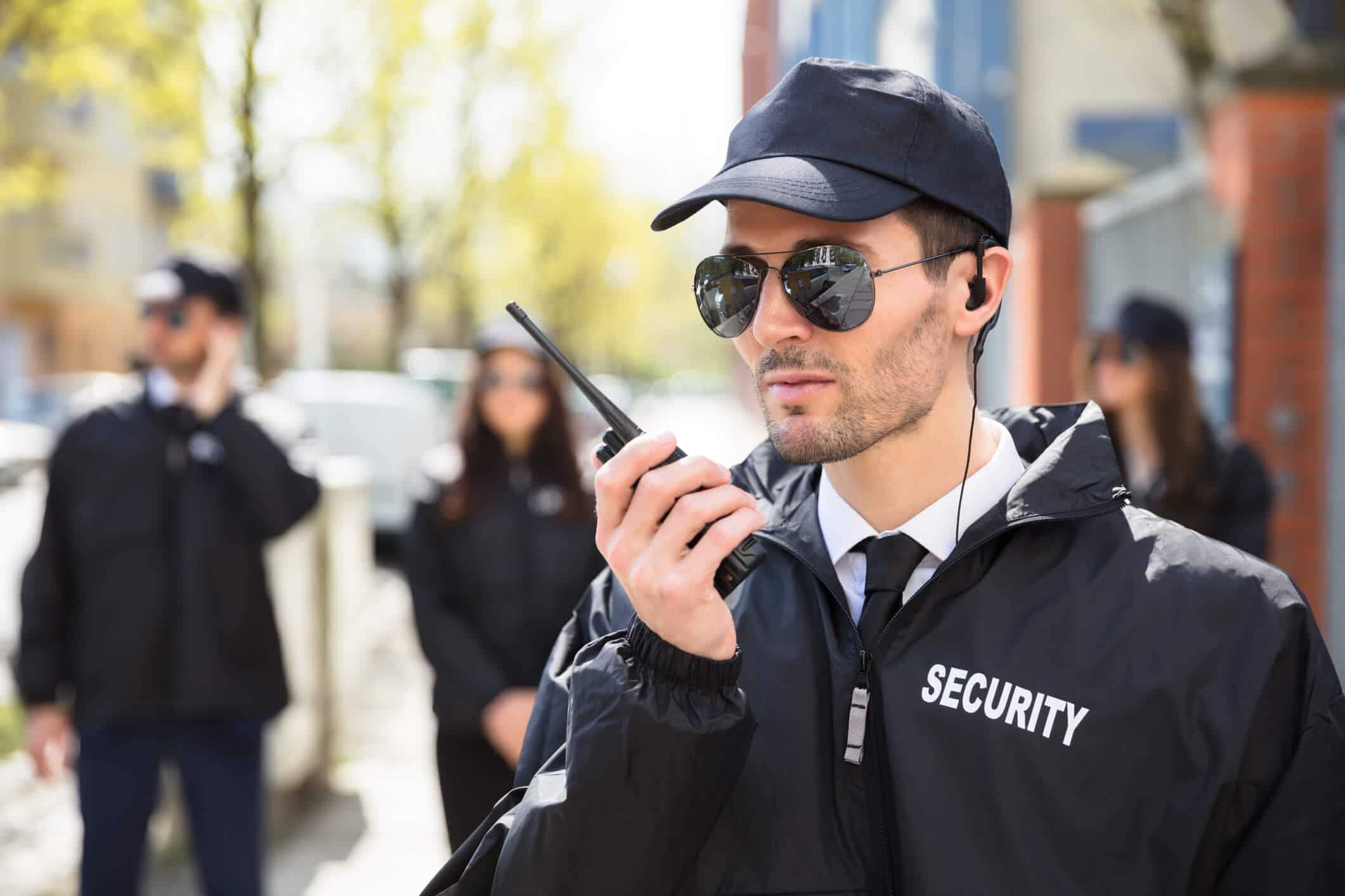 Security talking to his team